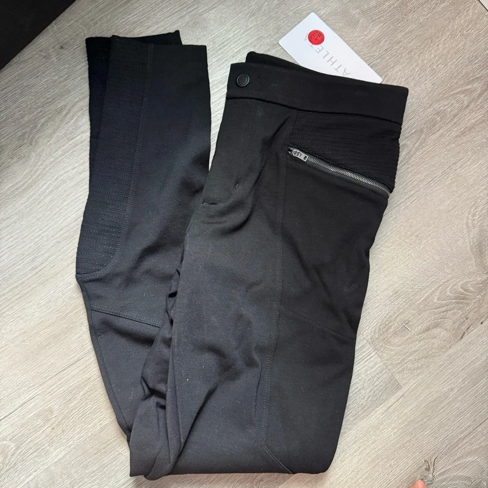 NWT Athleta Ponte Moto 2.0 Travel Pants Leggings Slim Fit Tights Black Pants 2 - Picture 6 of 7